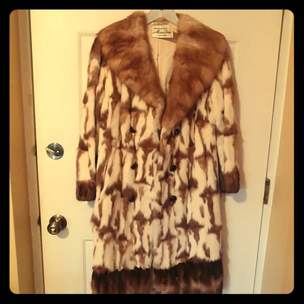 Brown and Cream Patterned Mink Coat